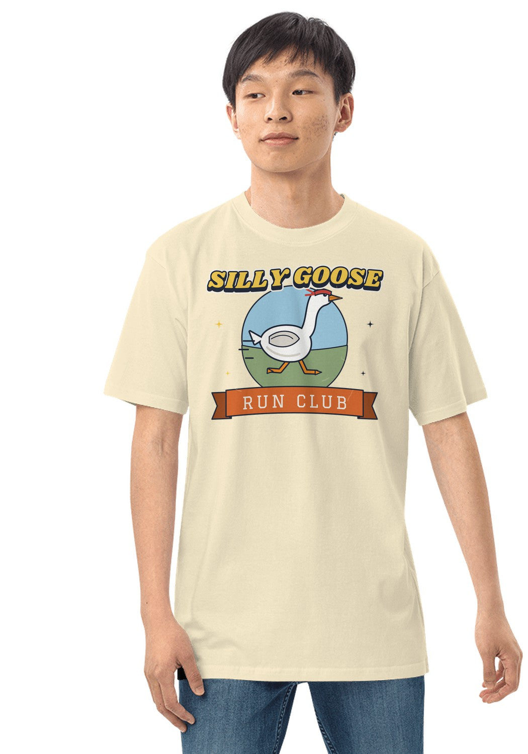 Silly Goose Run Club t-shirt in Natural