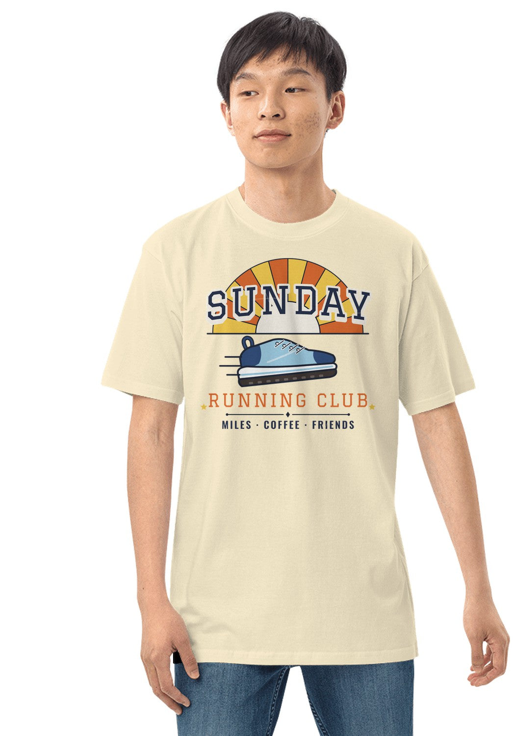Sunday Running Club t-shirt in Natural