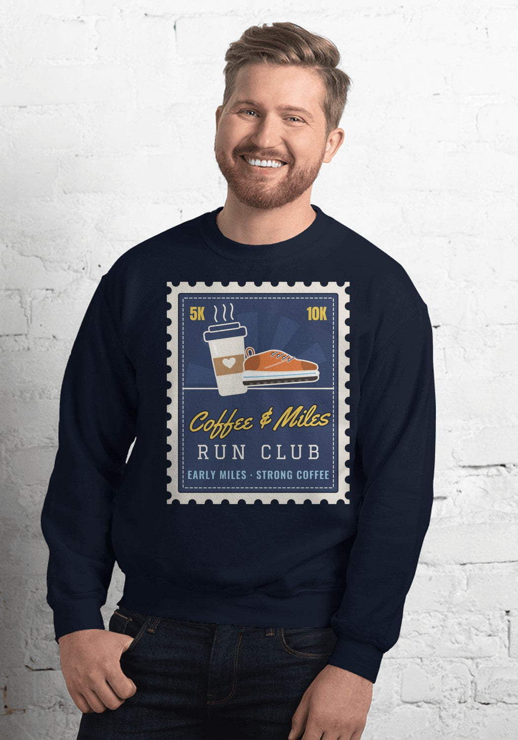 Coffee & Miles Run Club sweatshirt in Navy