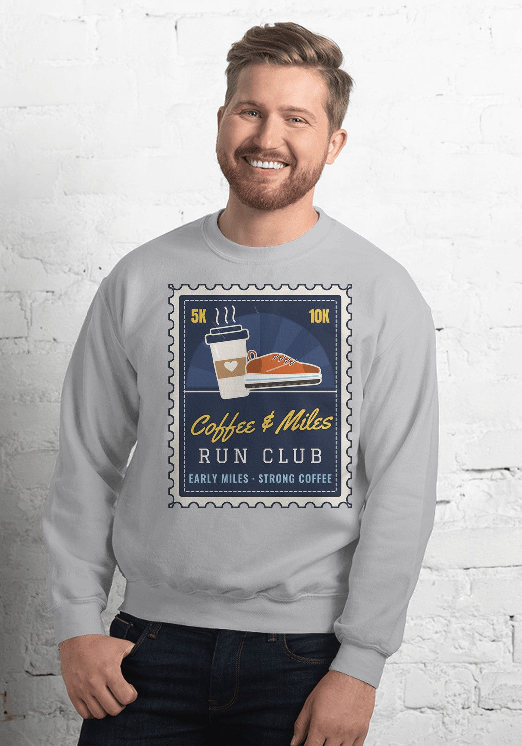 Coffee & Miles Run Club sweatshirt in Sport Grey
