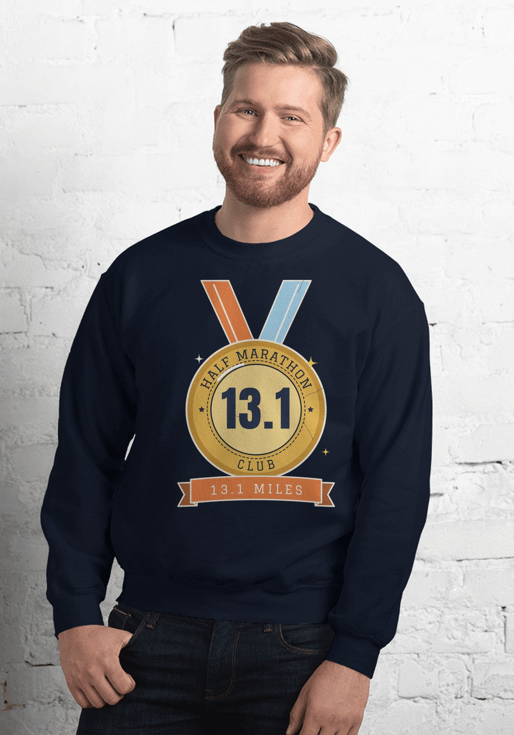 13.1 Half Marathon Club Medal sweatshirt in Navy