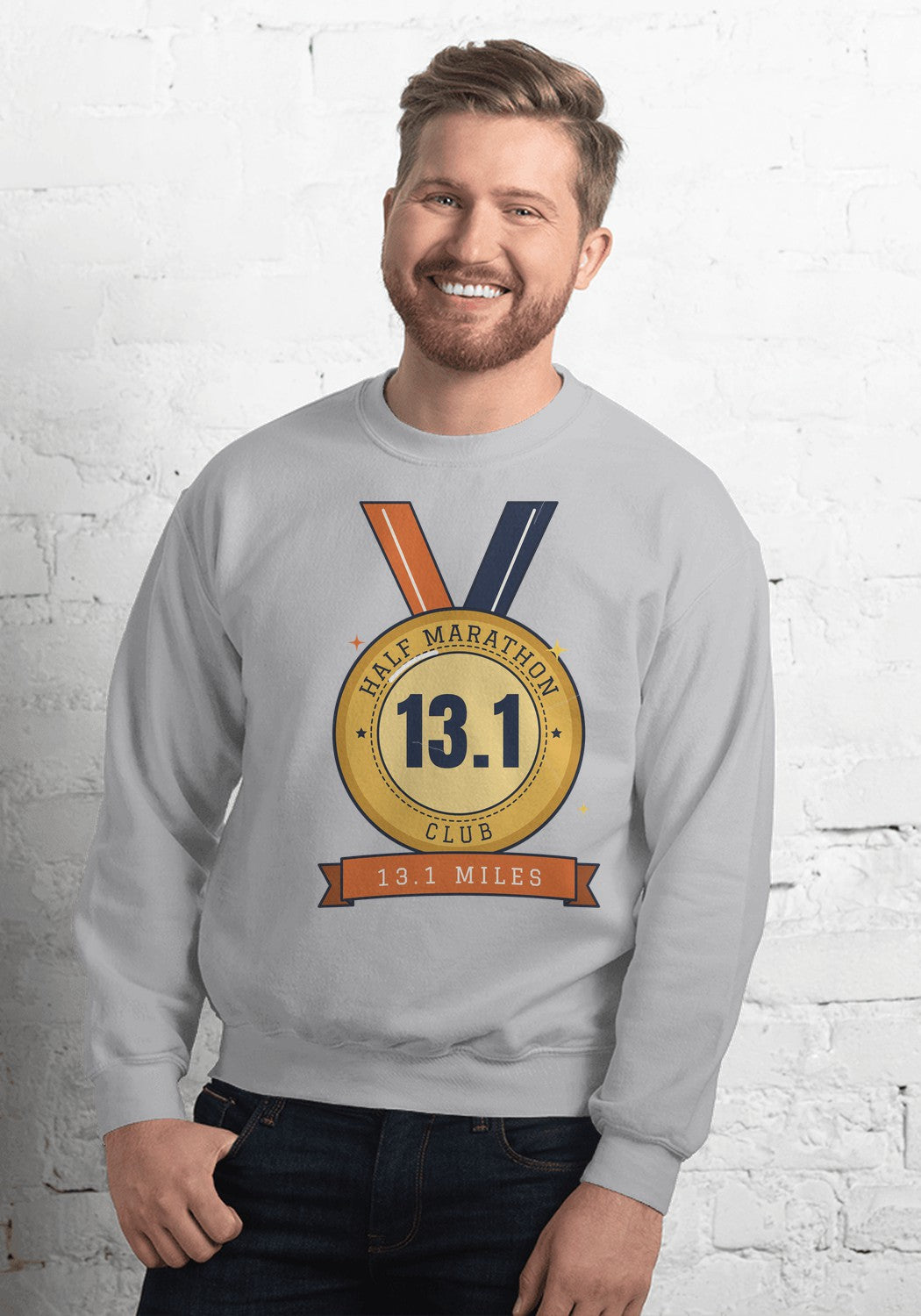 13.1 Half Marathon Club Medal sweatshirt in Sport Grey