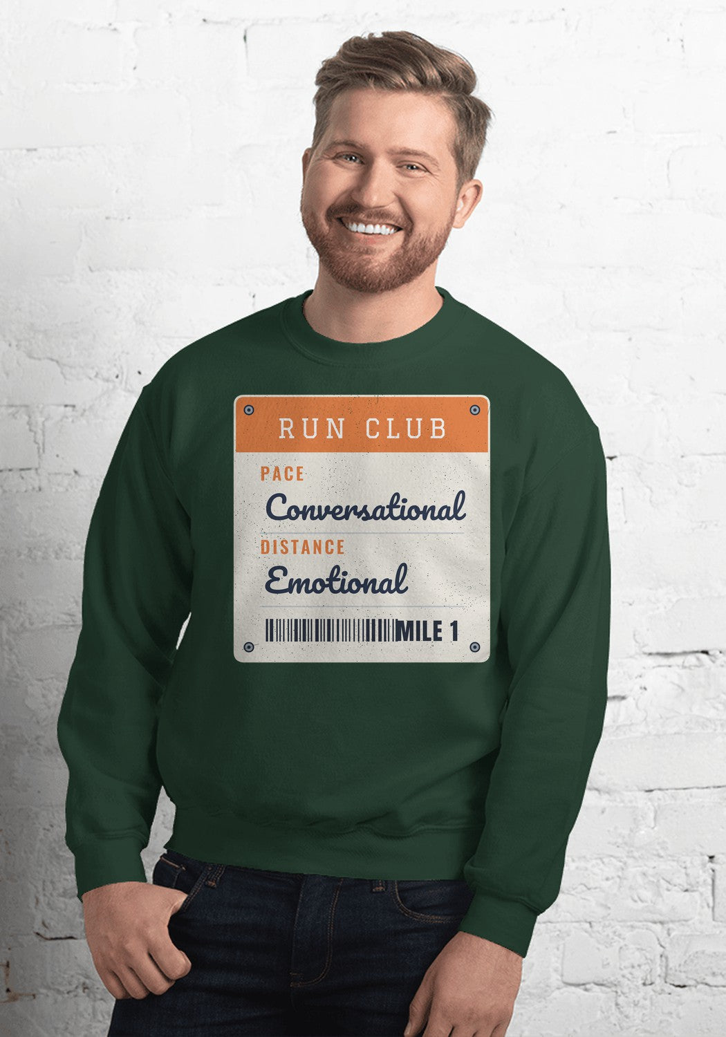 Pace Conversational Race Bib sweatshirt in Forest Green