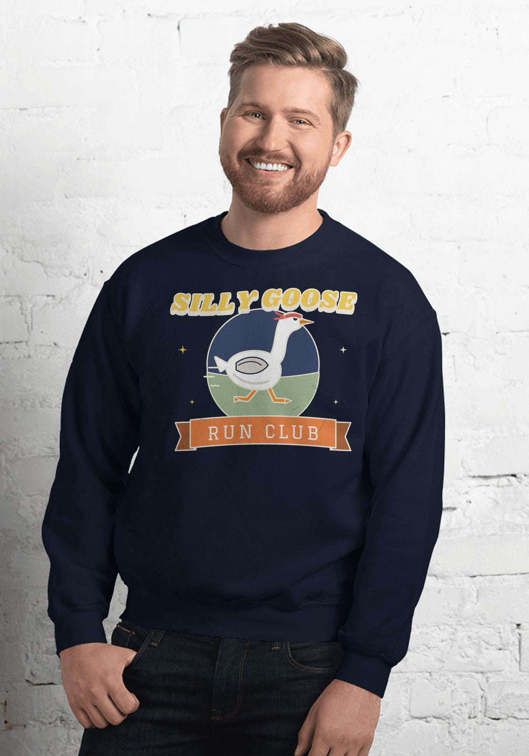 Silly Goose Run Club sweatshirt in Navy