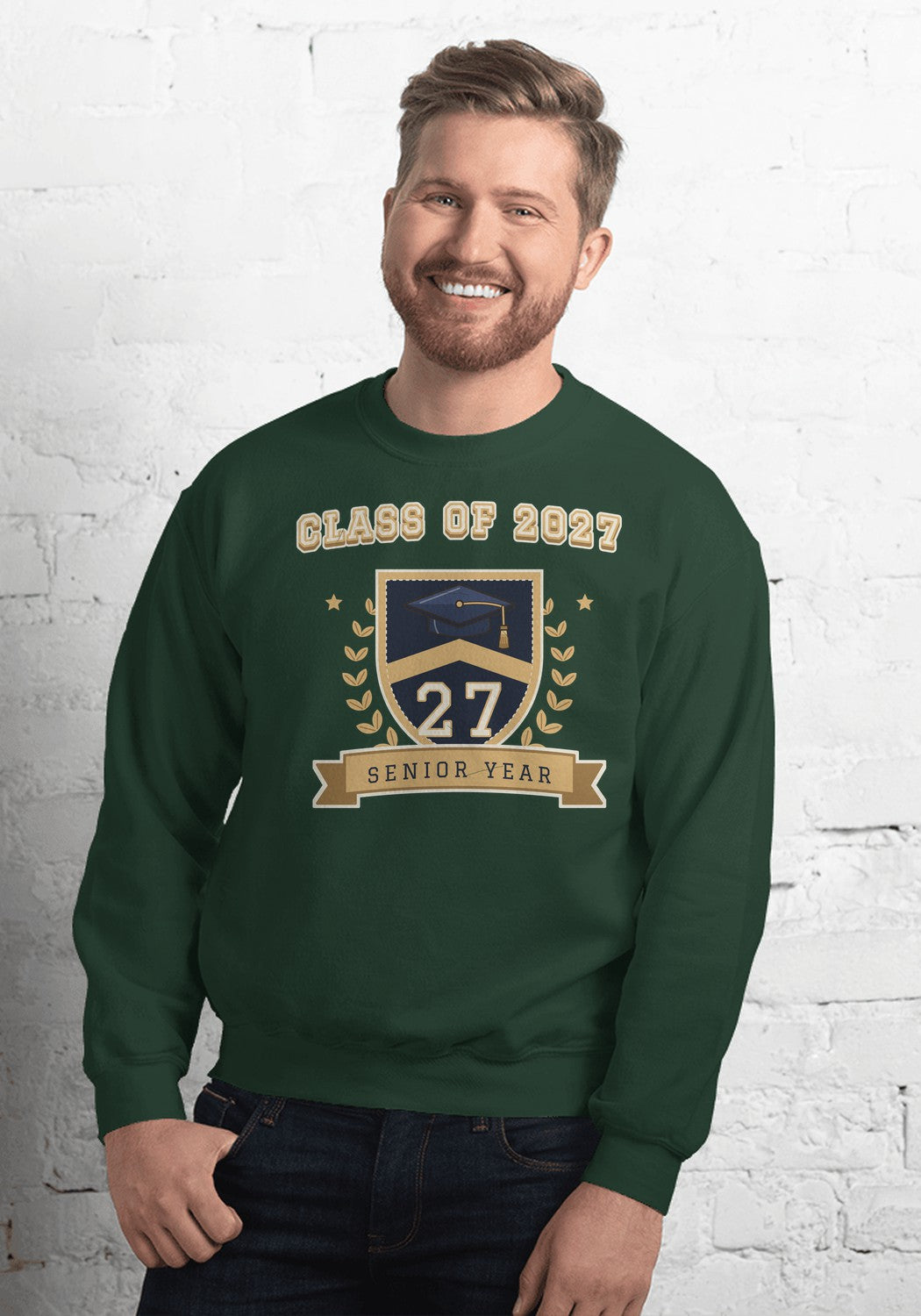 Class of 2027 Crest sweatshirt in Forest Green