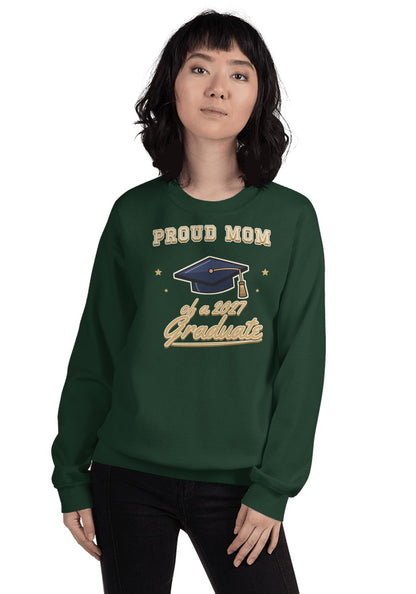 Proud Mom of a 2027 Graduate sweatshirt in Forest Green