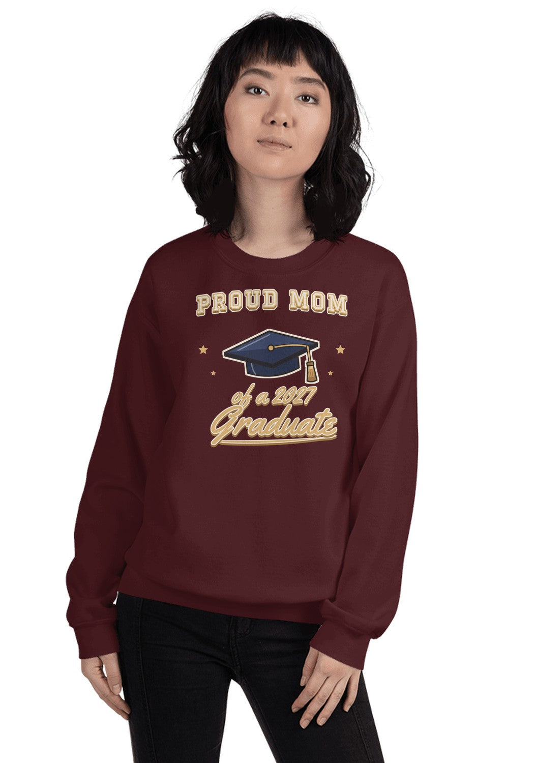 Proud Mom of a 2027 Graduate sweatshirt in Maroon