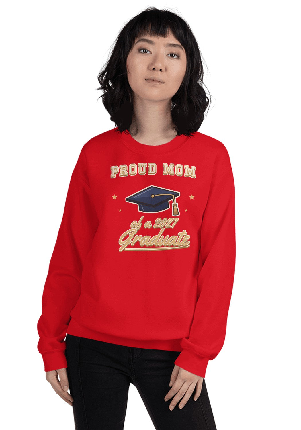 Proud Mom of a 2027 Graduate sweatshirt in Red