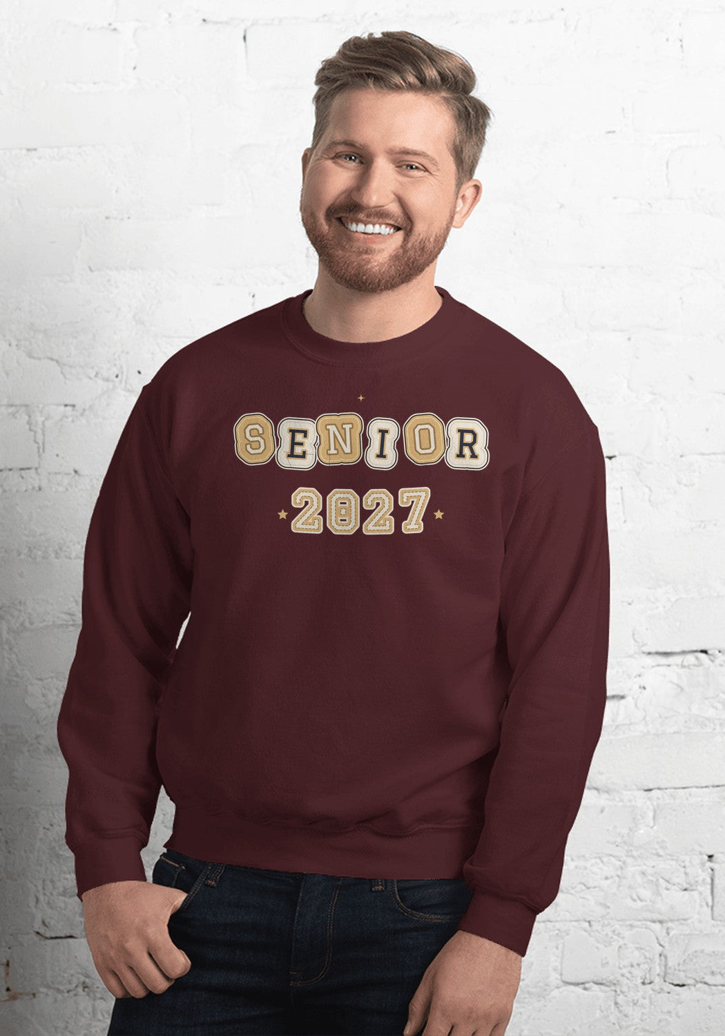 Senior 2027 Patch Letters sweatshirt in Maroon