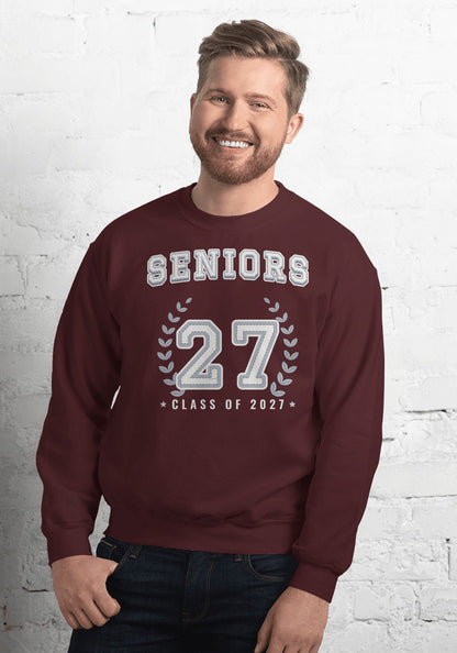 Seniors 27 Varsity Silver sweatshirt in Maroon