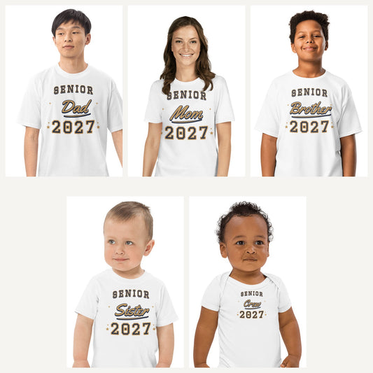 Senior 2027 Family Shirts in White, family set