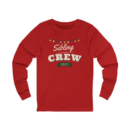 Sibling Crew 2027 Christmas pajama shirt, red