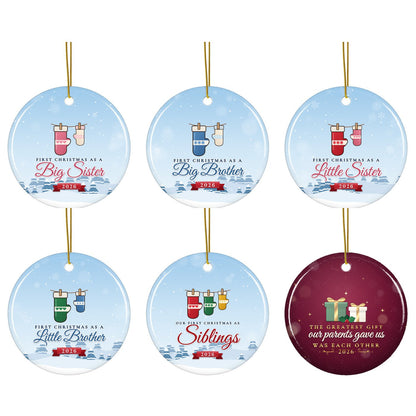 Big sister big brother siblings Christmas ornament: all designs