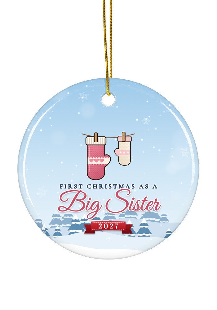Big Sister ornament dated 2027, circle shape