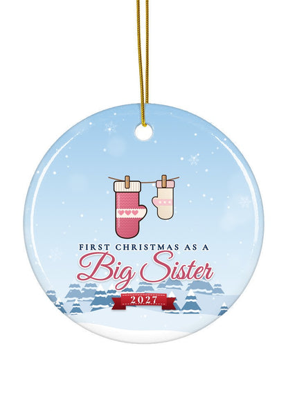 Big Sister ornament dated 2027, circle shape