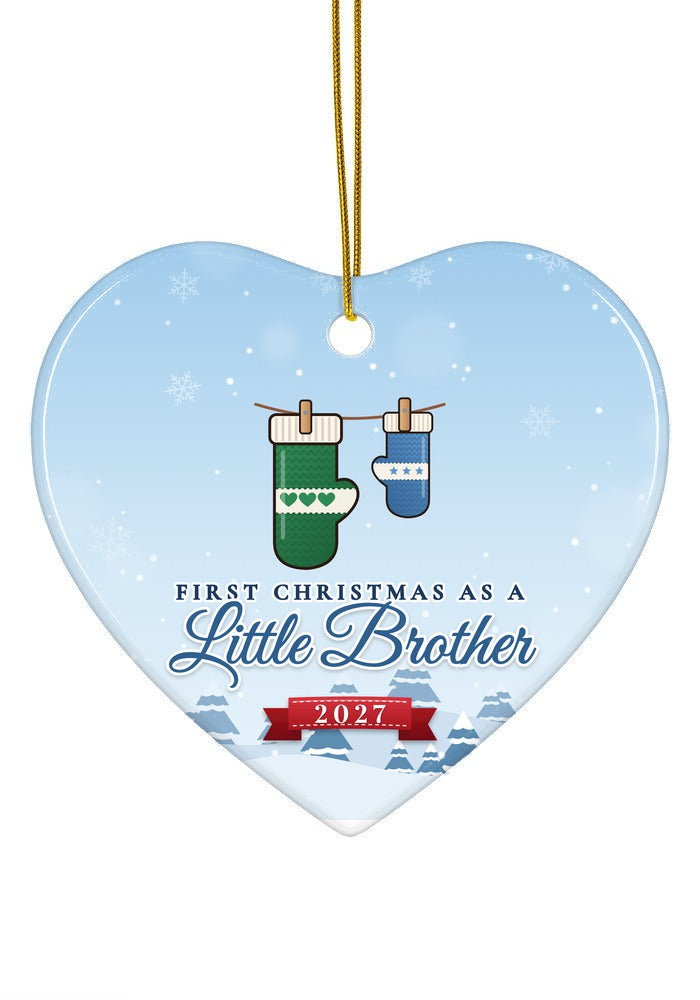 Little Brother ornament dated 2027, heart shape