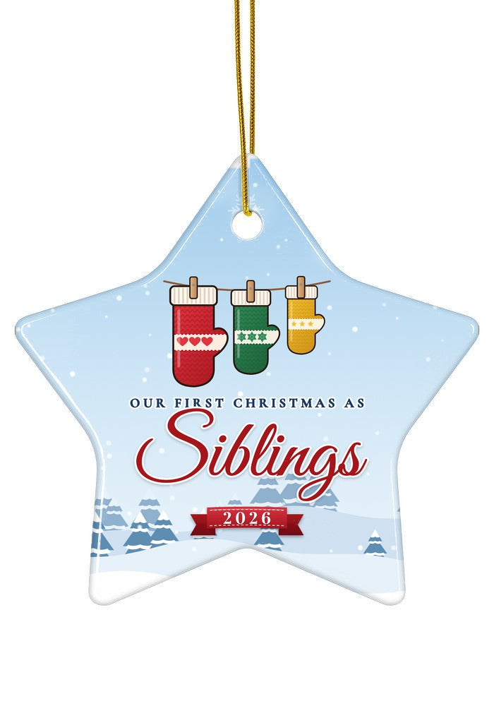 Our First Christmas as Siblings ornament, star shape