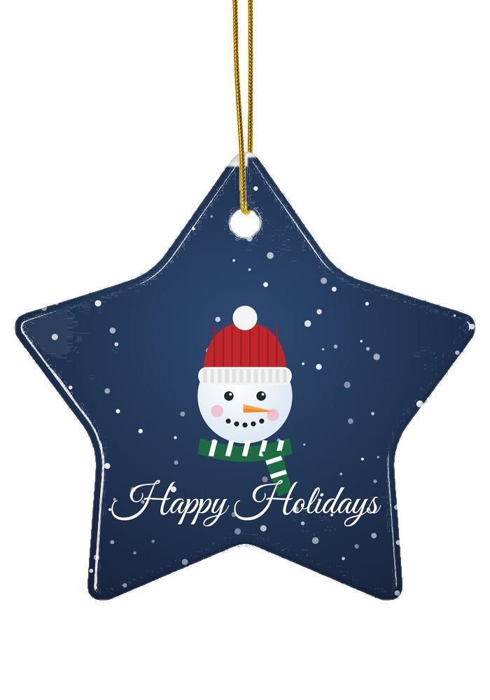 Snowman Happy Holidays ornament, star shape