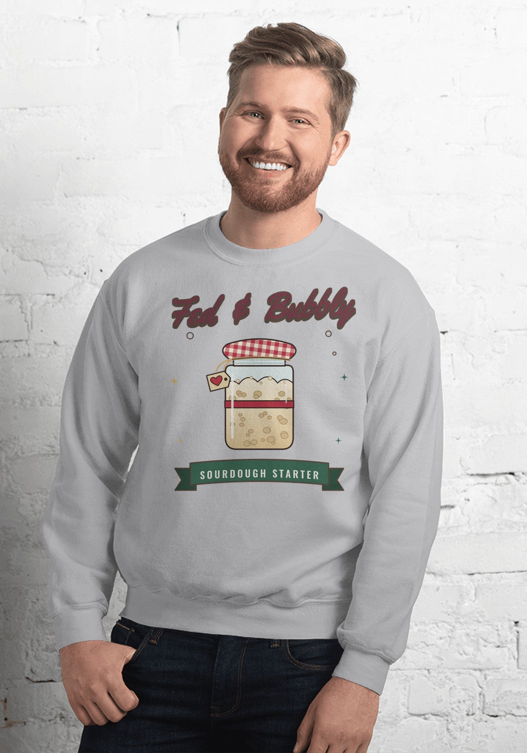 Fed & Bubbly Starter Jar sweatshirt in Sport Grey