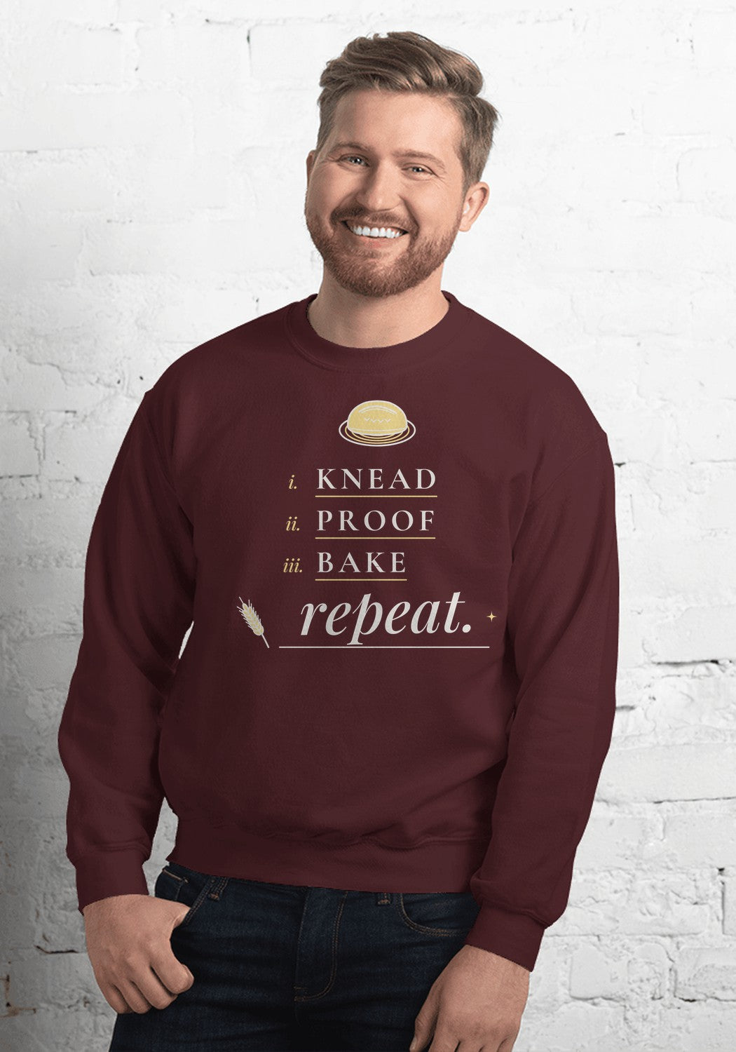 Knead Proof Bake Repeat sweatshirt in Maroon