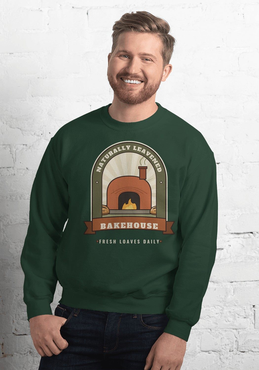 Naturally Leavened Bakehouse sweatshirt in Forest Green