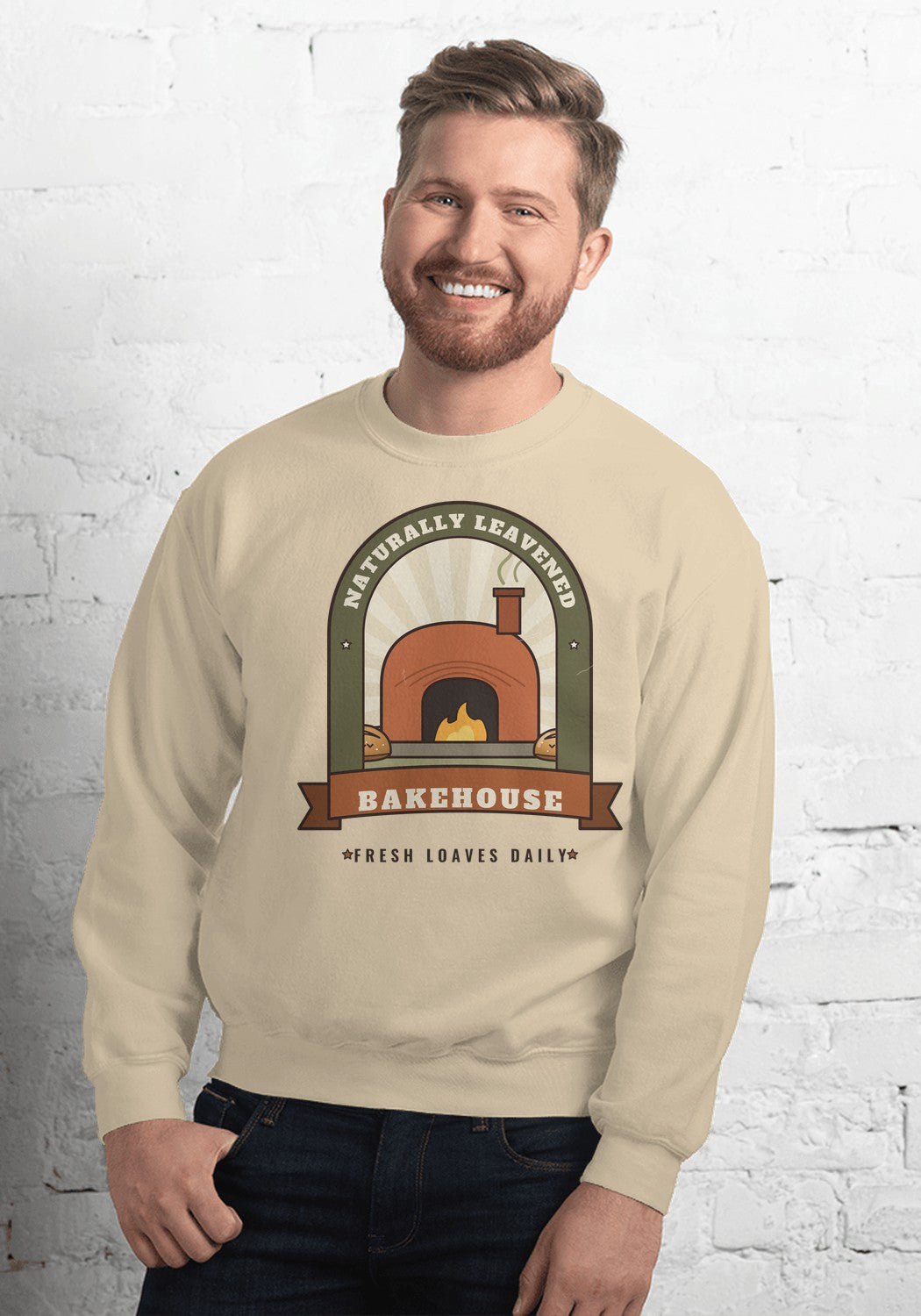 Naturally Leavened Bakehouse sweatshirt in Sand