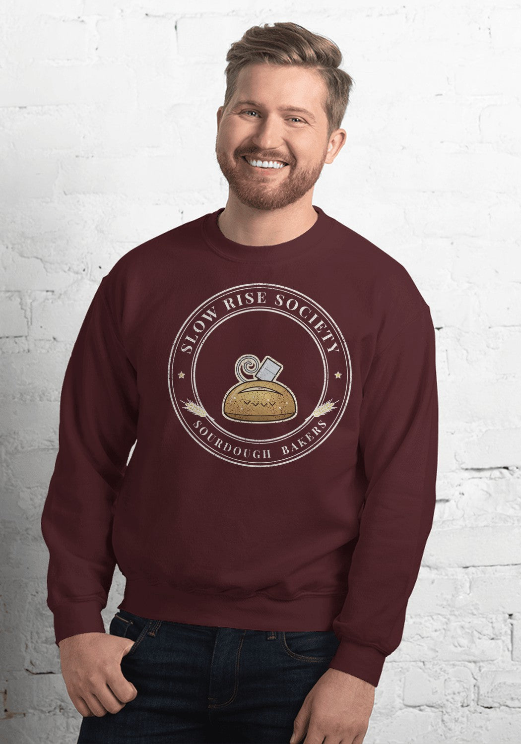 Slow Rise Society sweatshirt in Maroon
