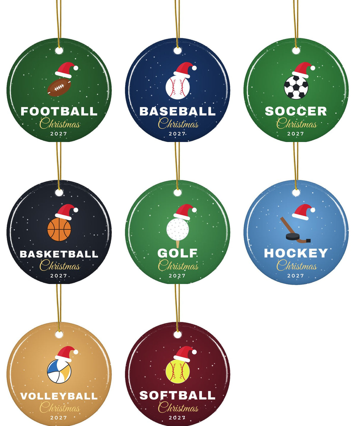 Sports Christmas ornament: all designs