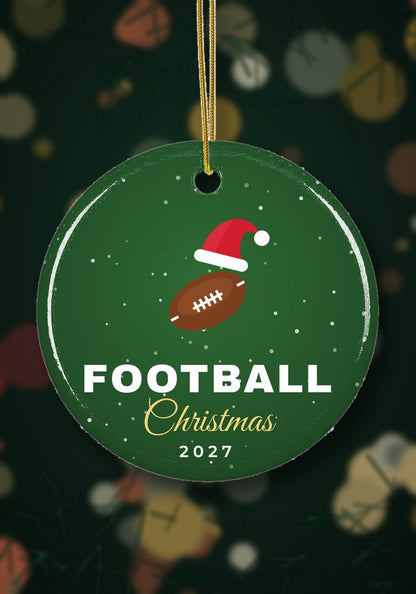 Sports Christmas ornament hanging on a Christmas tree