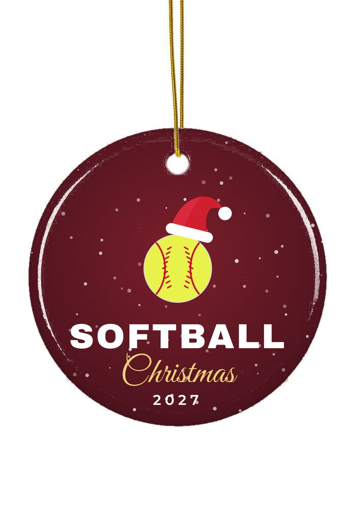 Softball ornament, circle shape