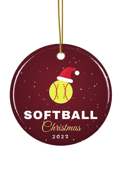 Softball ornament, circle shape
