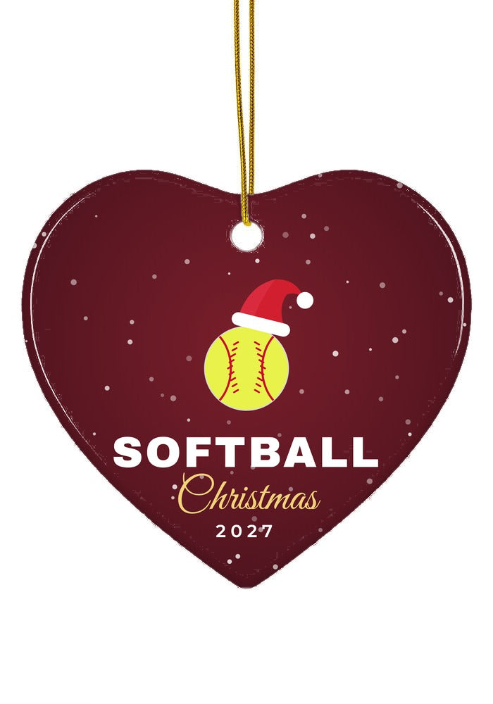 Softball ornament, heart shape