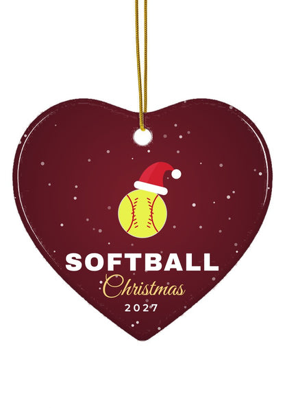 Softball ornament, heart shape