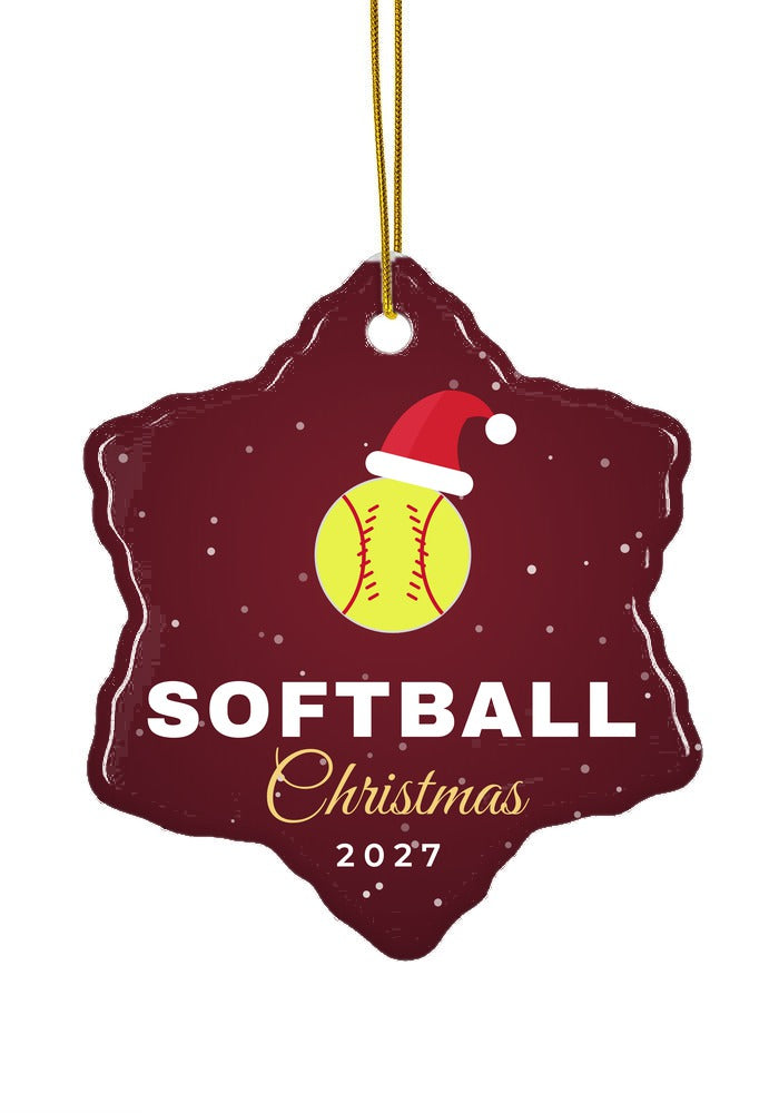 Softball ornament, snowflake shape