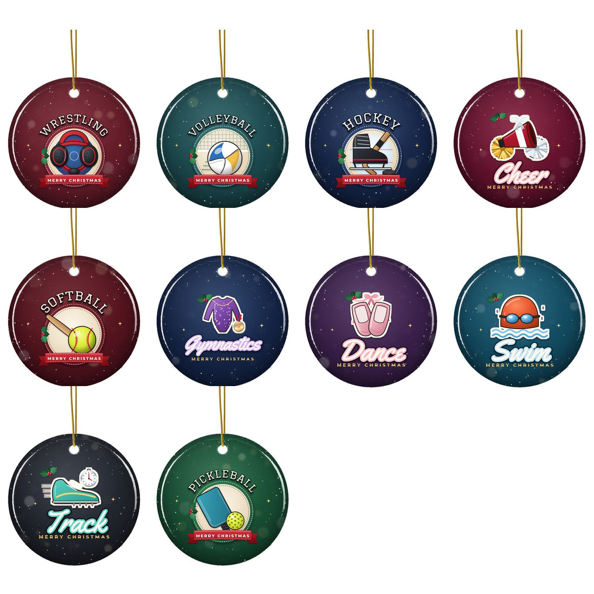 Sports crest Christmas ornament: all designs