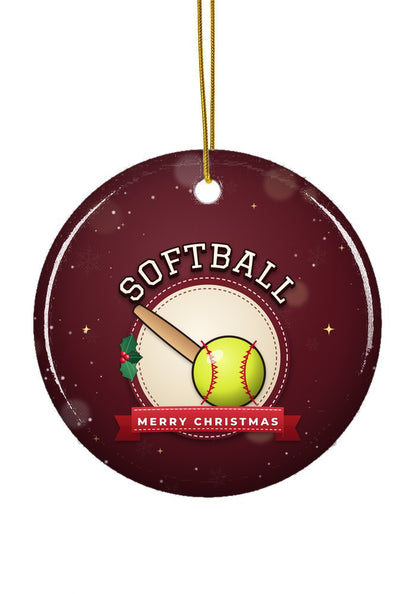 Softball ornament, circle shape