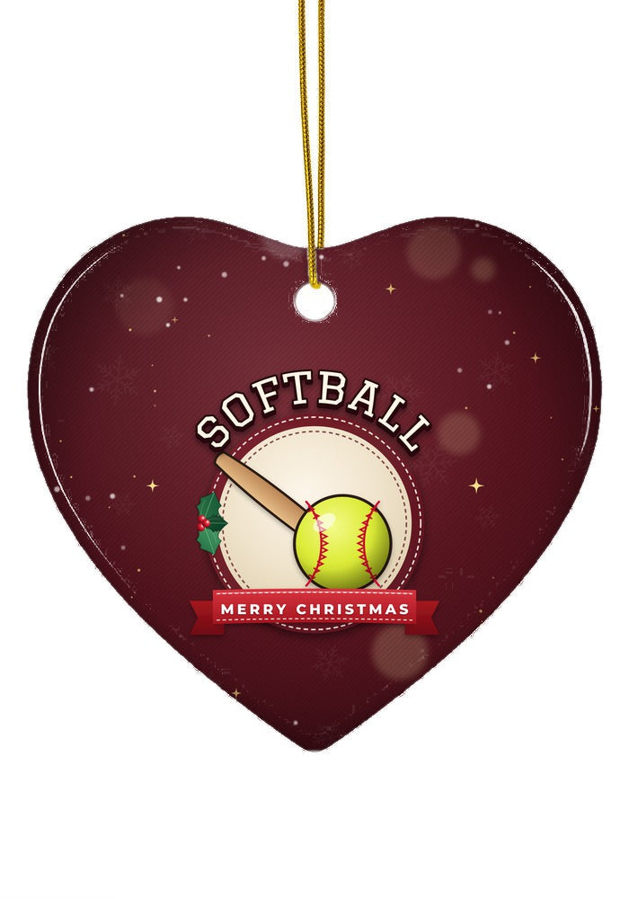 Softball ornament, heart shape