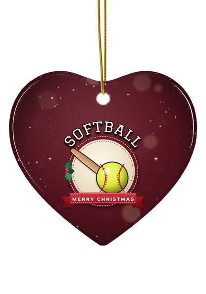 Softball ornament, heart shape