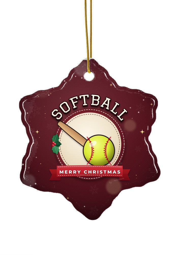 Softball ornament, snowflake shape