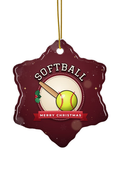 Softball ornament, snowflake shape