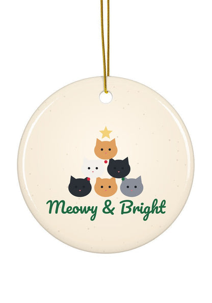Stacked cats Christmas tree ornament, circle shape
