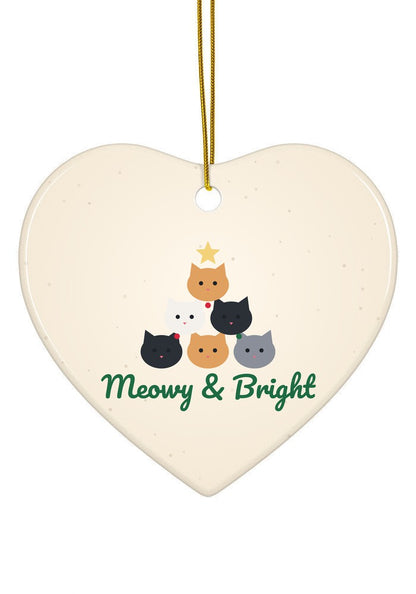 Stacked cats Christmas tree ornament, heart shape