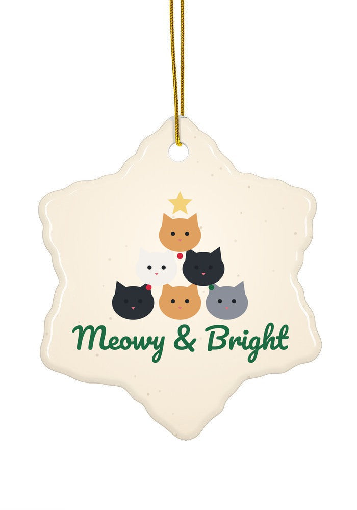 Stacked cats Christmas tree ornament, snowflake shape