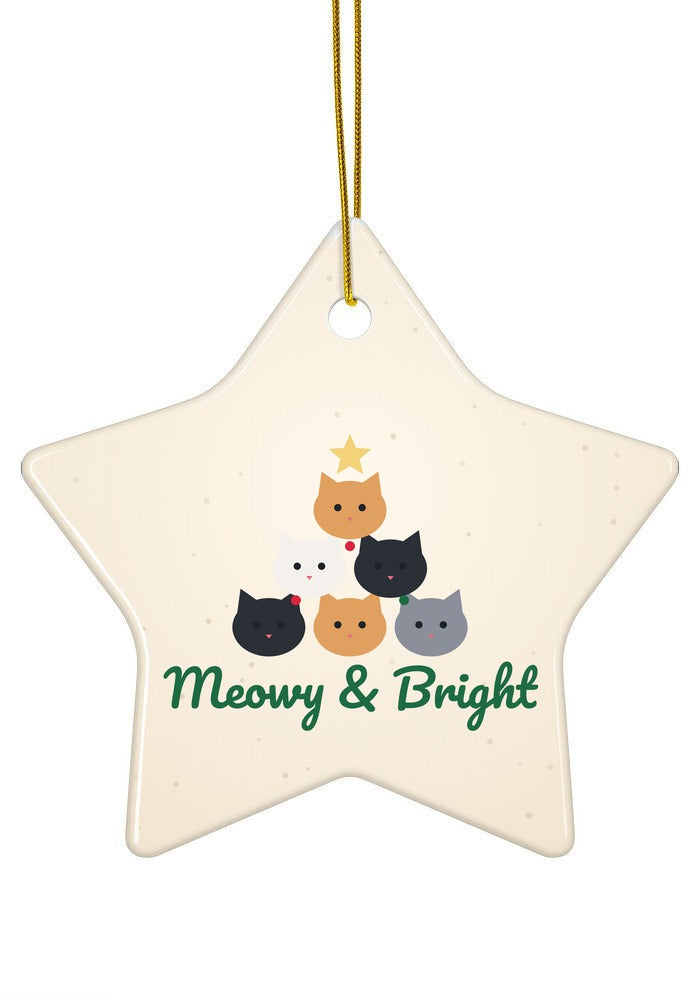 Stacked cats Christmas tree ornament, star shape