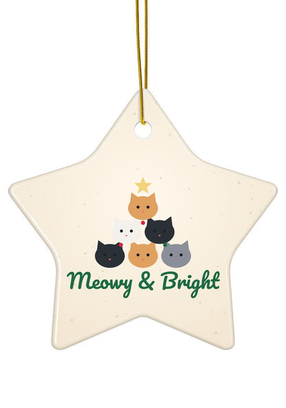 Stacked cats Christmas tree ornament, star shape