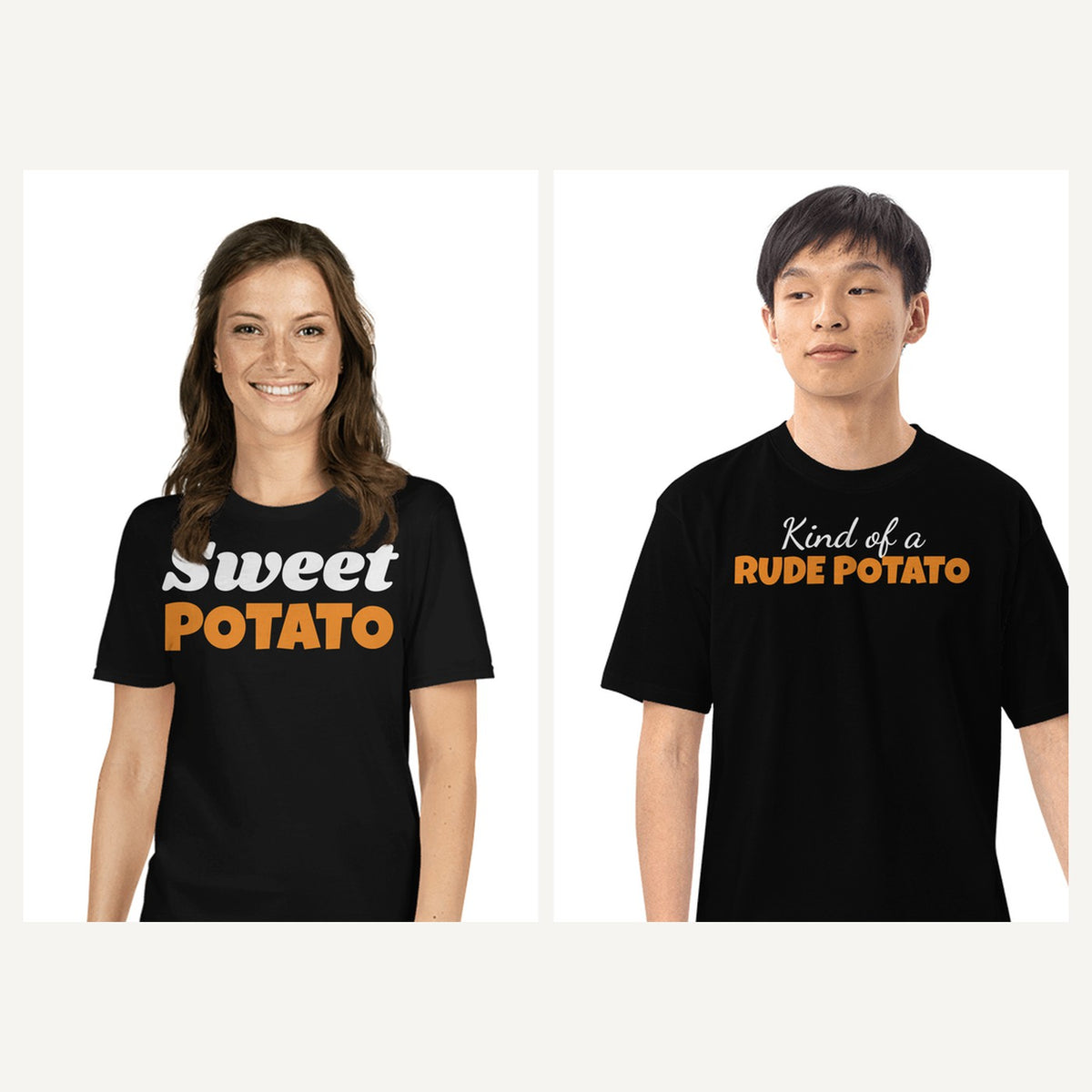 Sweet Potato Couples Thanksgiving Shirts in Black, matching set