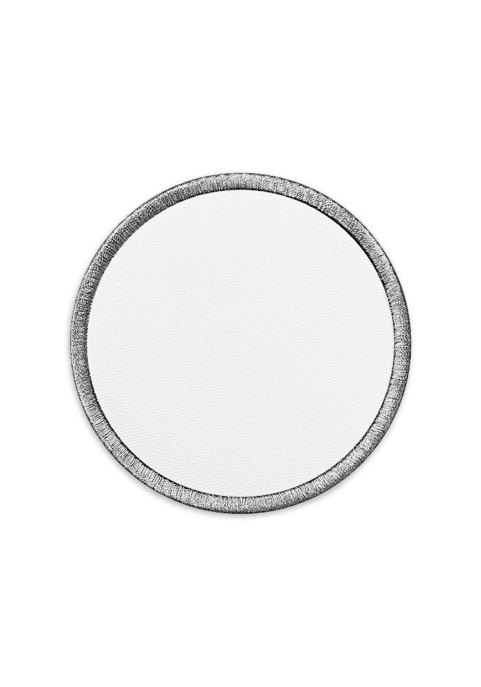 Circle custom printed patch with a stitched border