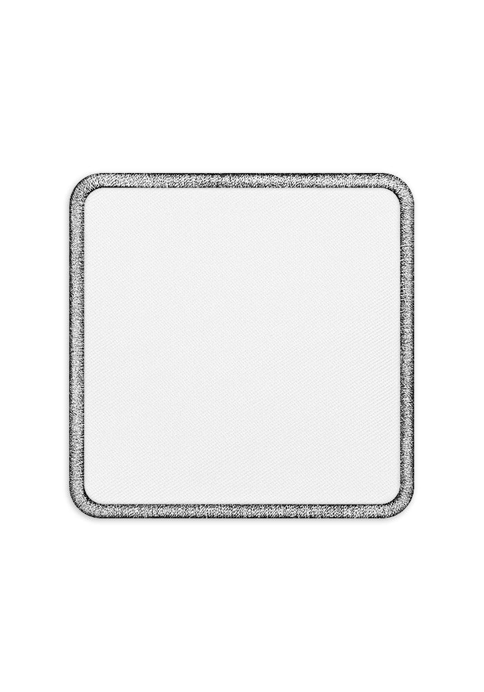 Square custom printed patch with a stitched border