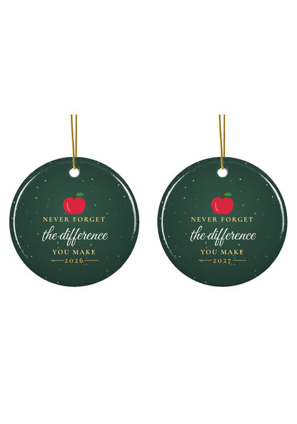 Teacher appreciation Christmas ornament dated 2026 or 2027