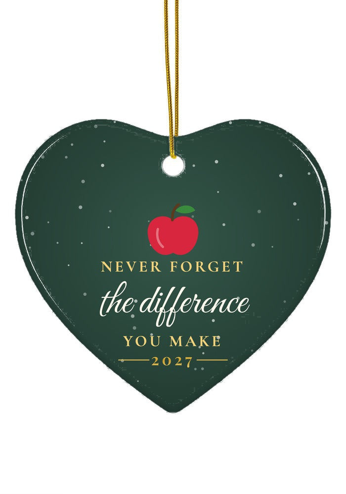 Never Forget the Difference You Make ornament, heart shape